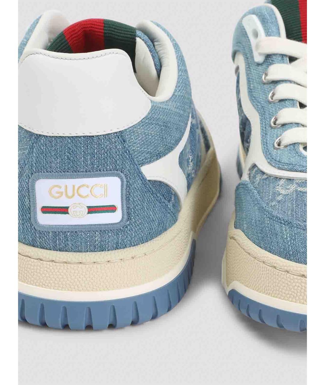 GUCCI Голубые текстильные низкие кроссовки / кеды, фото 5