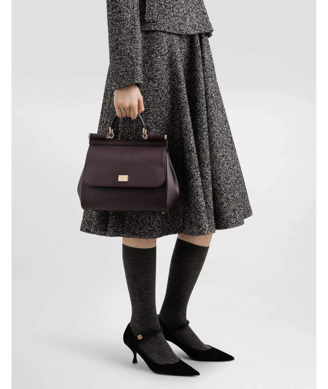 DOLCE&GABBANA Фиолетовая кожаная сумка с короткими ручками, фото 4