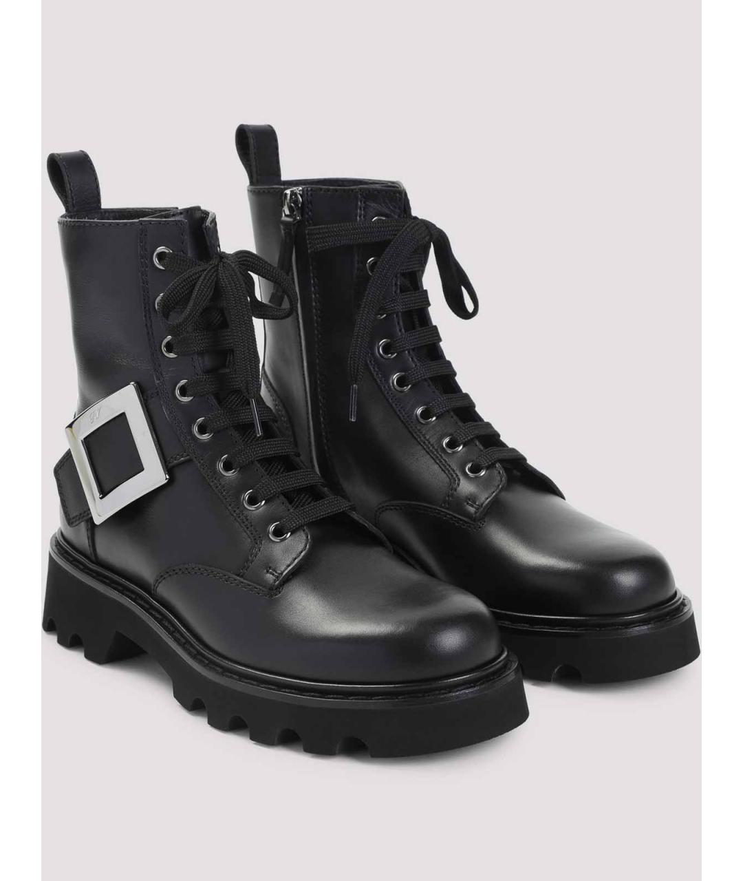 ROGER VIVIER Черные кожаные сапоги, фото 3