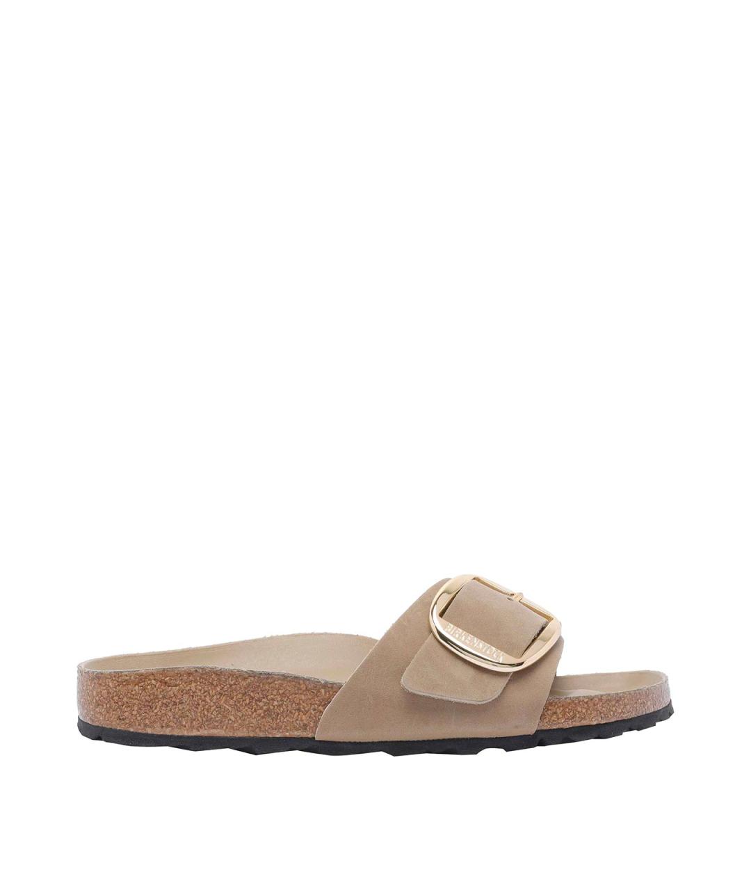 BIRKENSTOCK Бежевые кожаные шлепанцы, фото 1