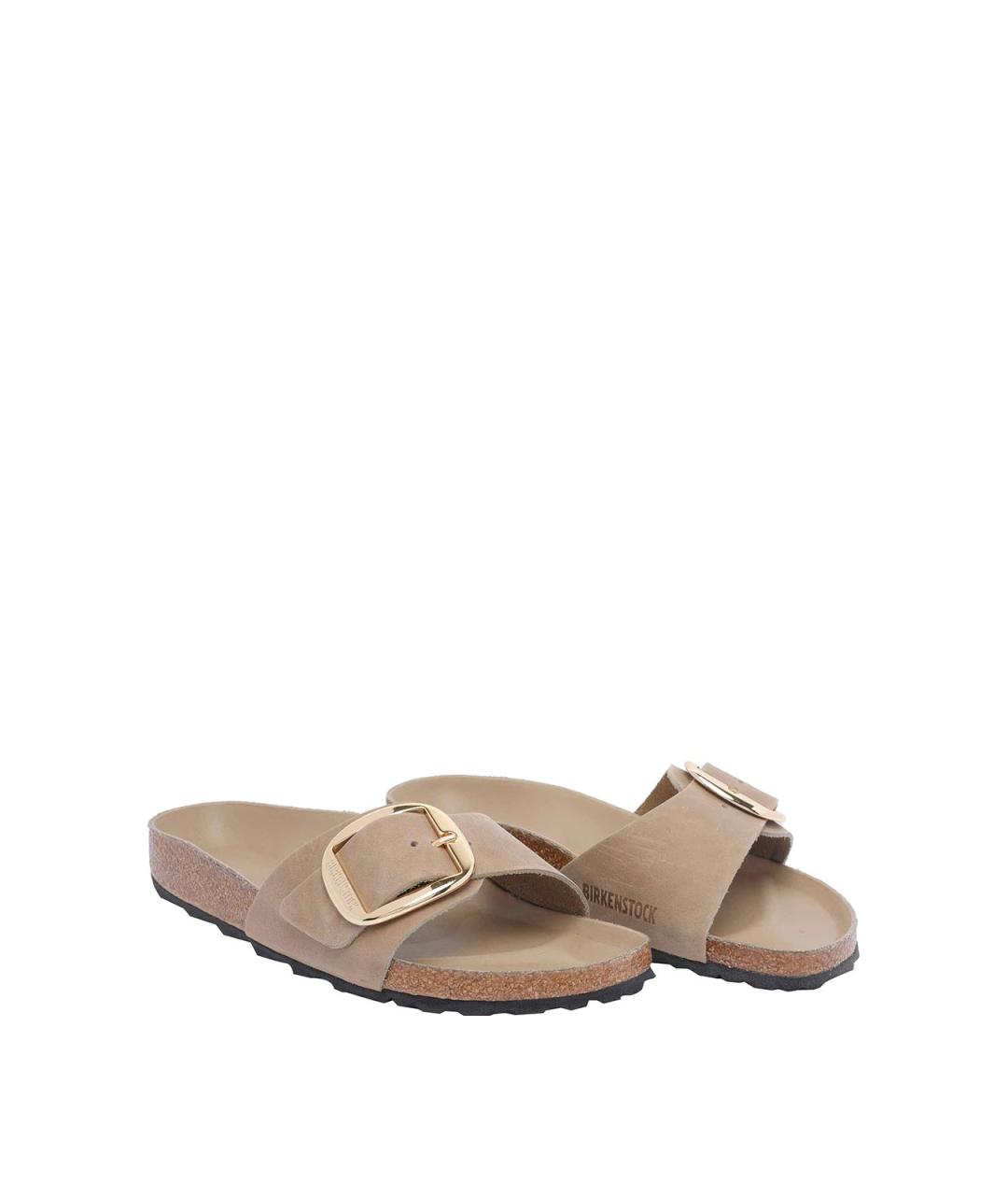 BIRKENSTOCK Бежевые кожаные шлепанцы, фото 2