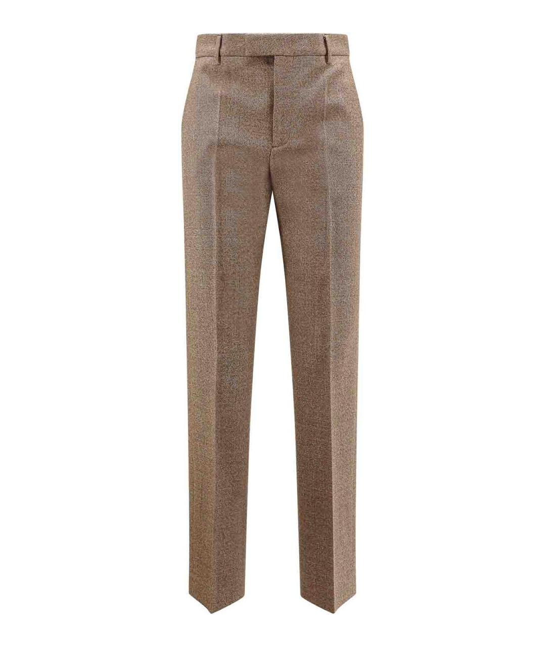 MM6 MAISON MARGIELA Бежевые шерстяные брюки широкие, фото 1