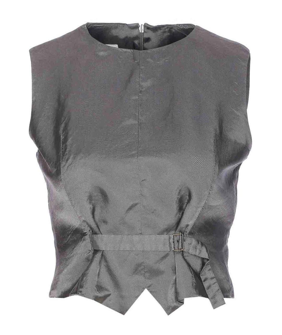 MM6 MAISON MARGIELA Серая вискозная майка, фото 1
