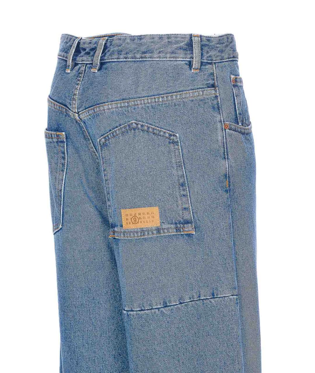 MM6 MAISON MARGIELA Синие хлопко-полиэстеровые джинсы, фото 3