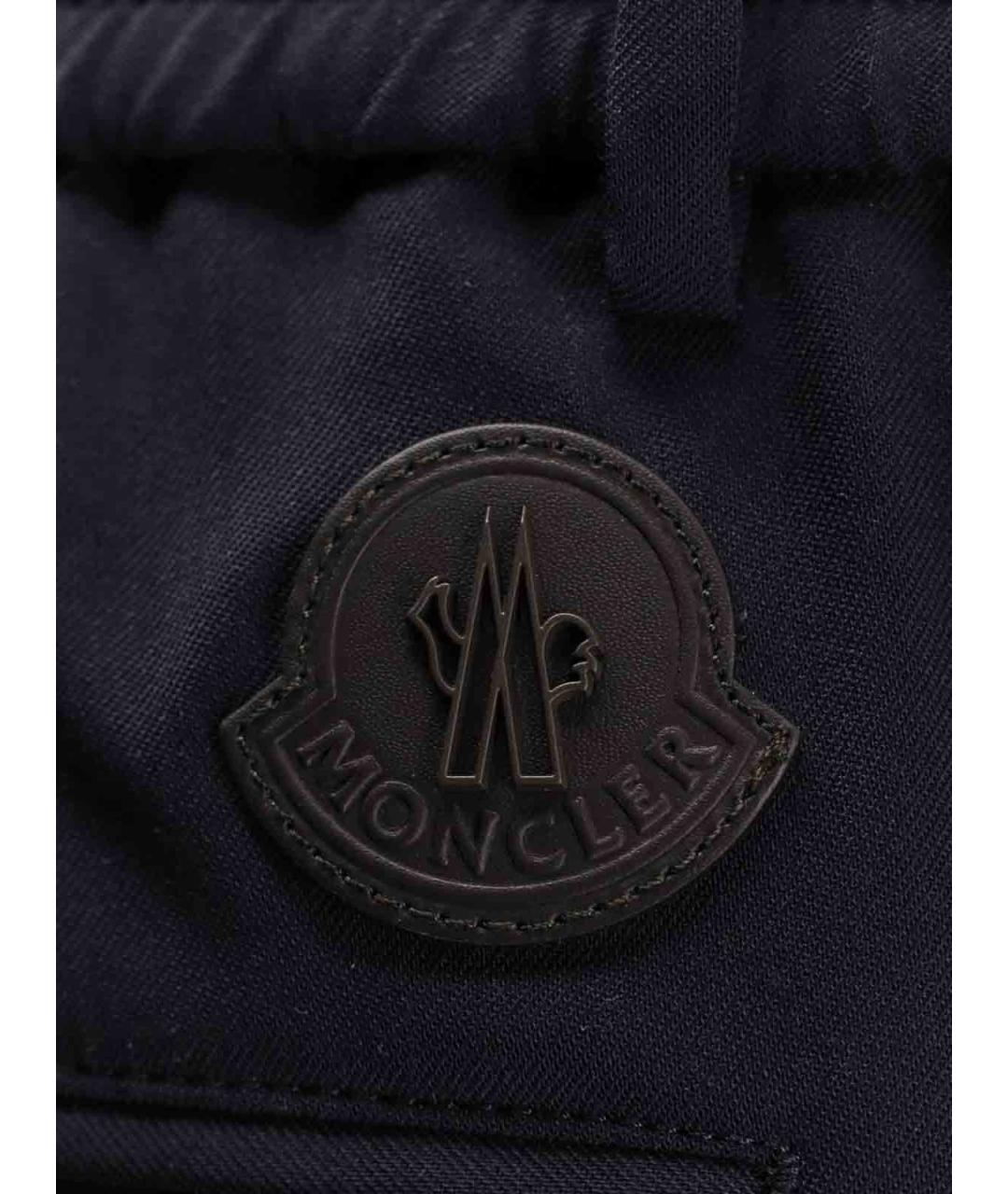 MONCLER Синие полиэстеровые повседневные брюки, фото 3