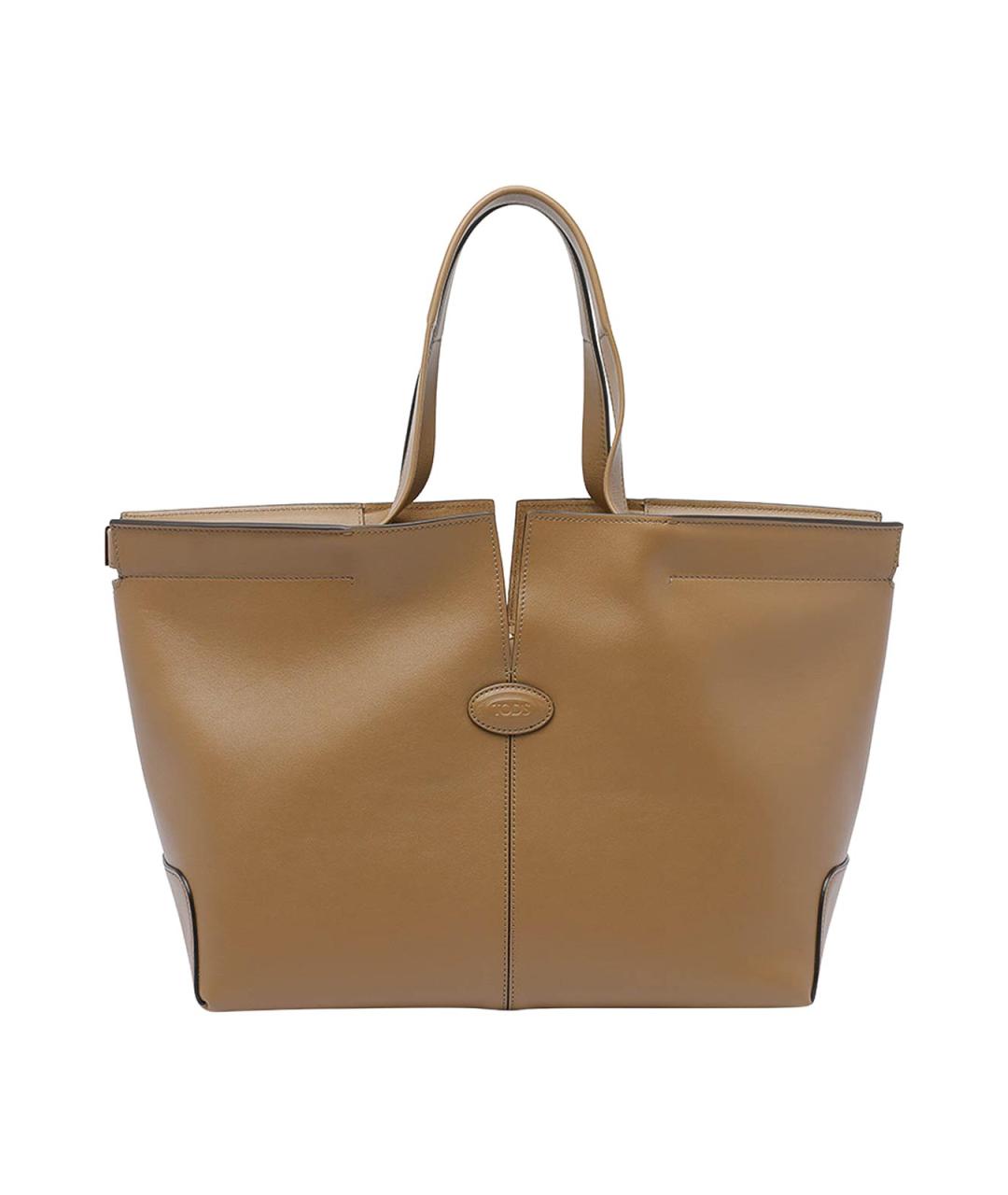 TOD'S Бежевая кожаная сумка тоут, фото 1