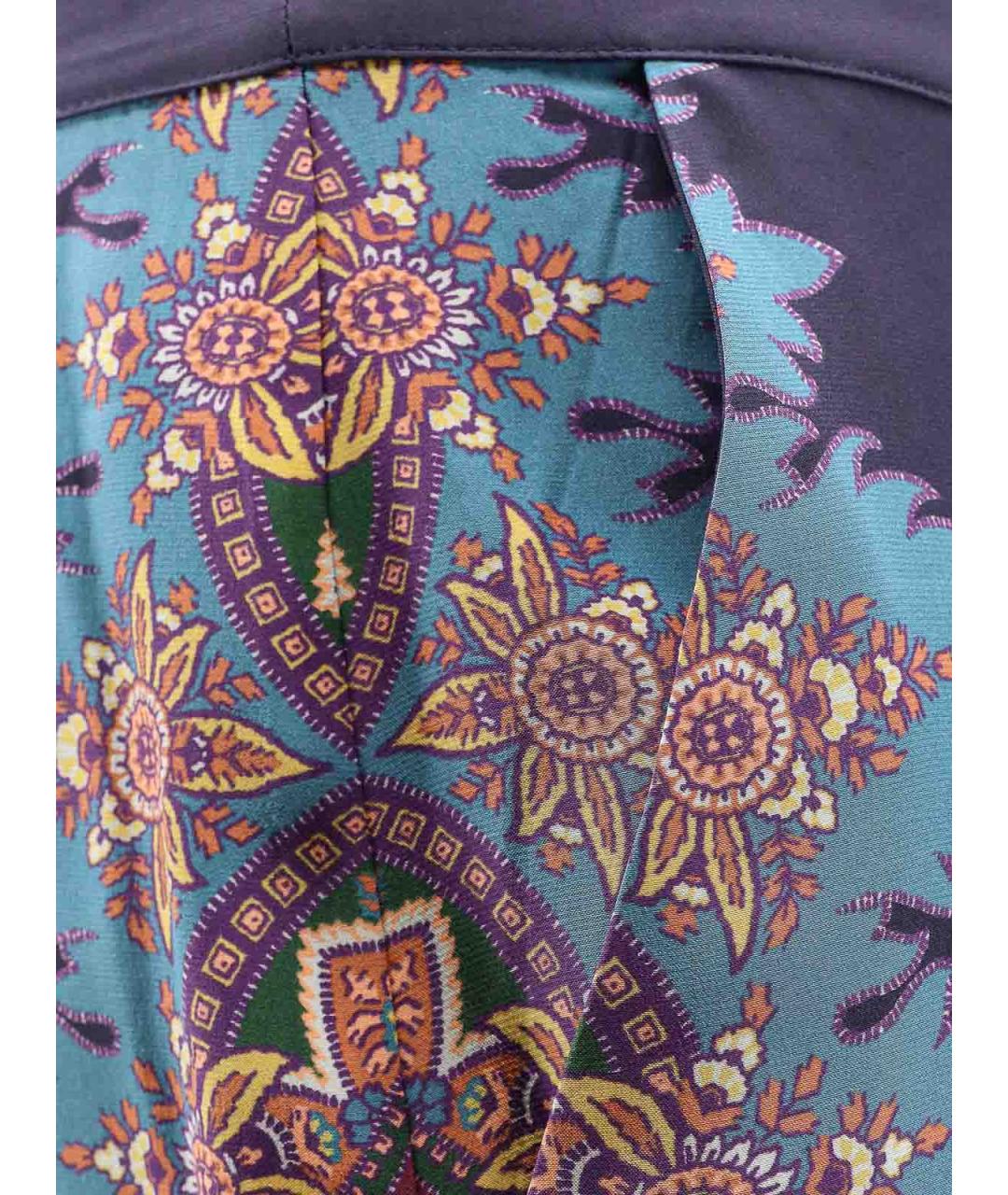 ETRO Синие шелковые брюки широкие, фото 3