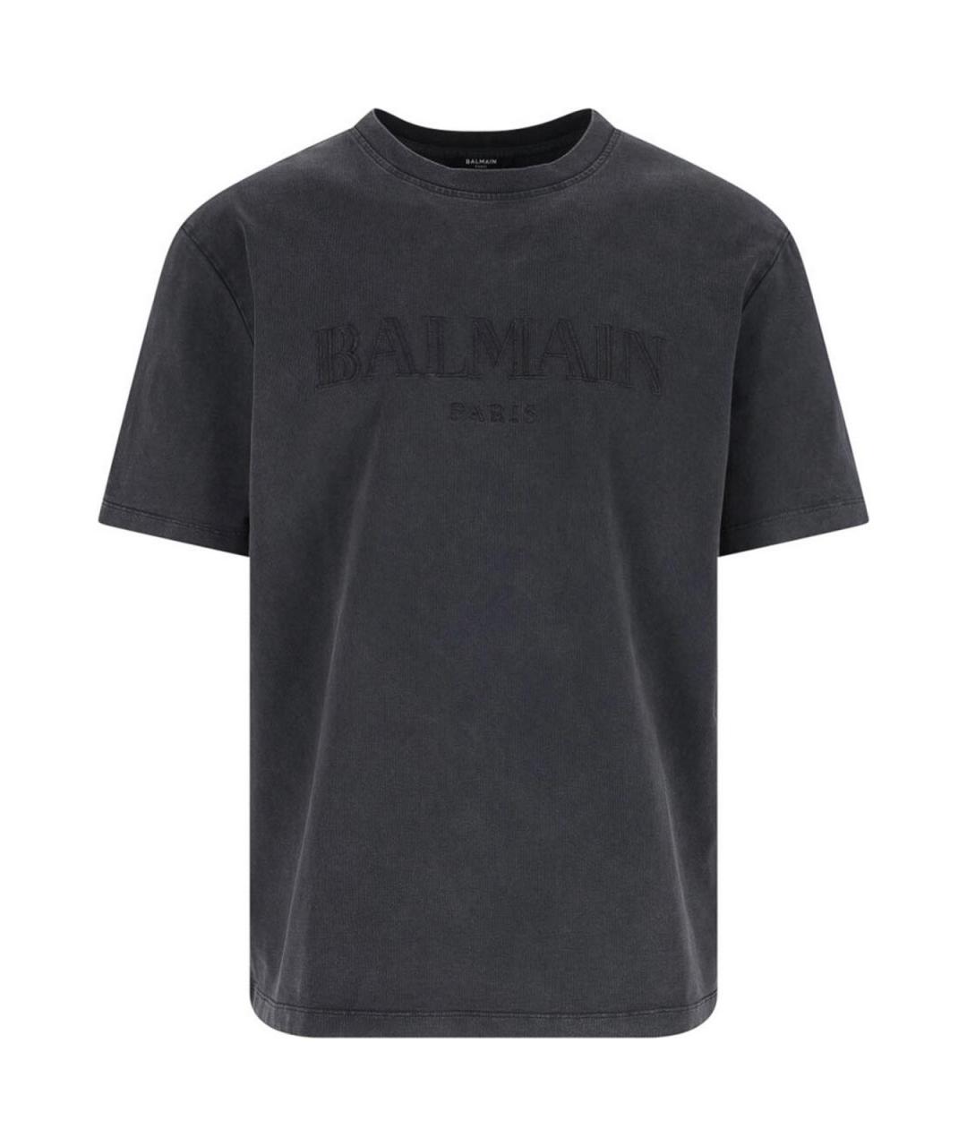 BALMAIN Серая хлопковая футболка, фото 1