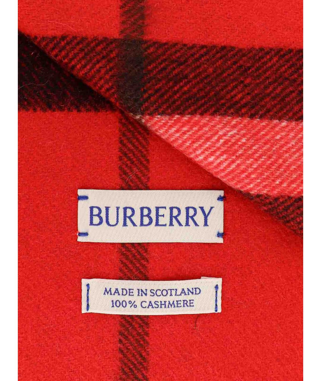 BURBERRY Красный кашемировый шарф, фото 3