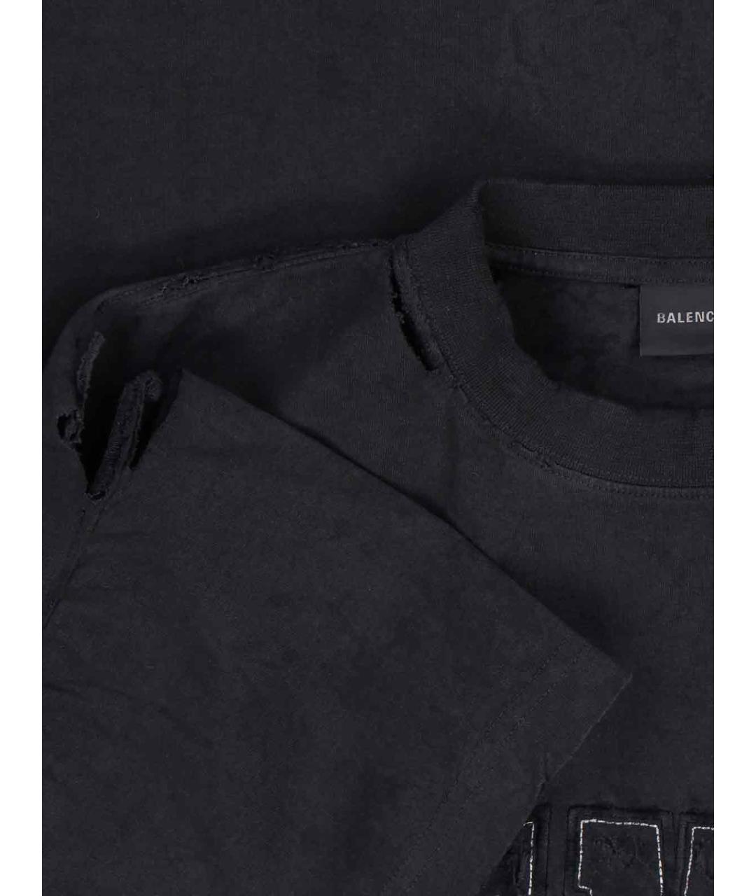 BALENCIAGA Черная хлопковая футболка, фото 3