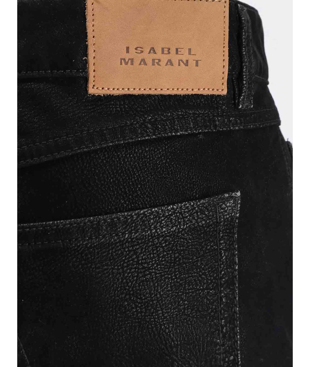 ISABEL MARANT Черные кожаные брюки широкие, фото 3