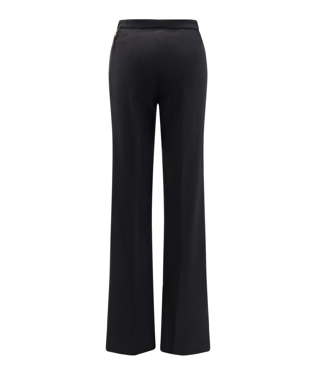 ELISABETTA FRANCHI Черные полиэстеровые прямые брюки, фото 2