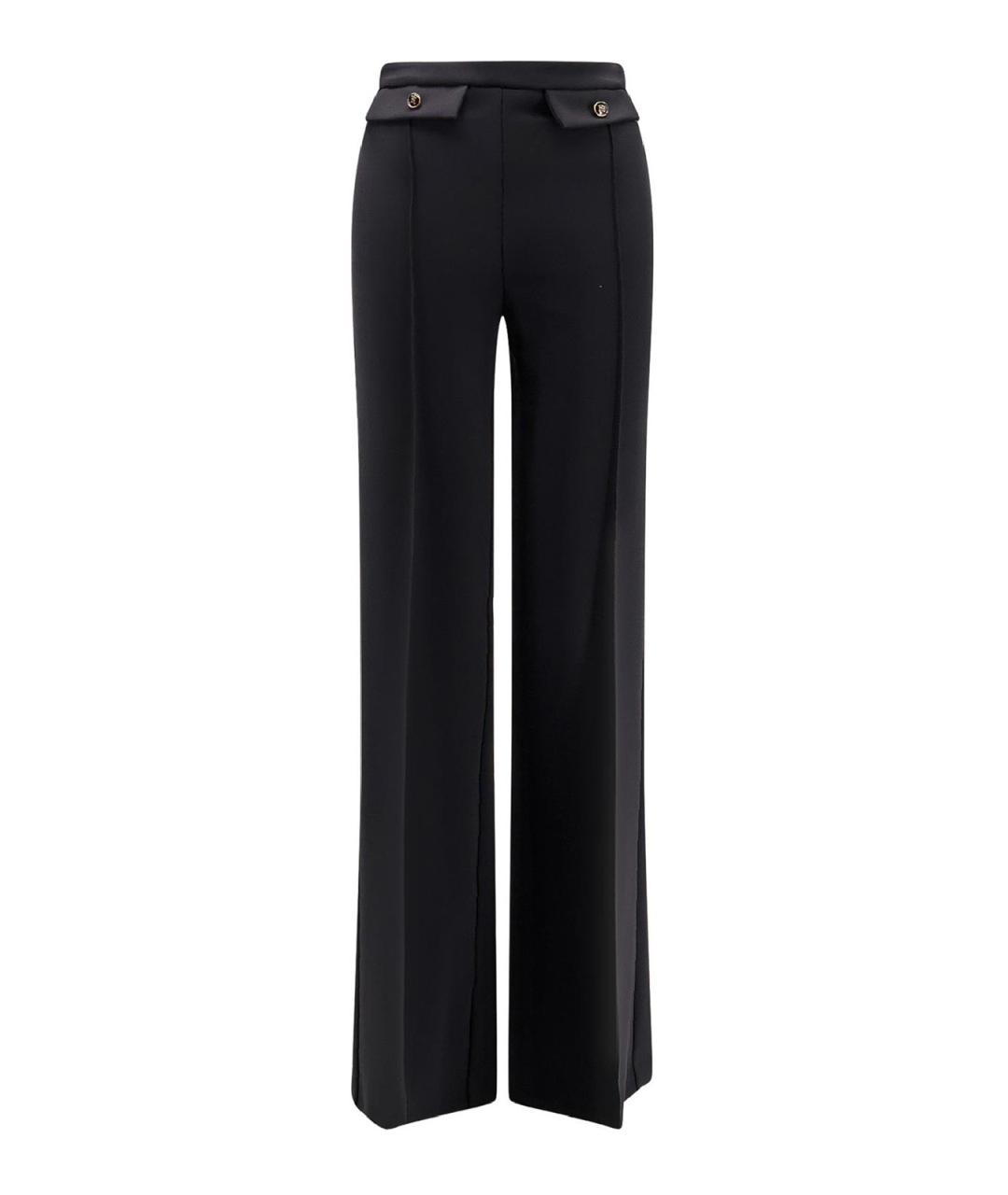 ELISABETTA FRANCHI Черные полиэстеровые прямые брюки, фото 1