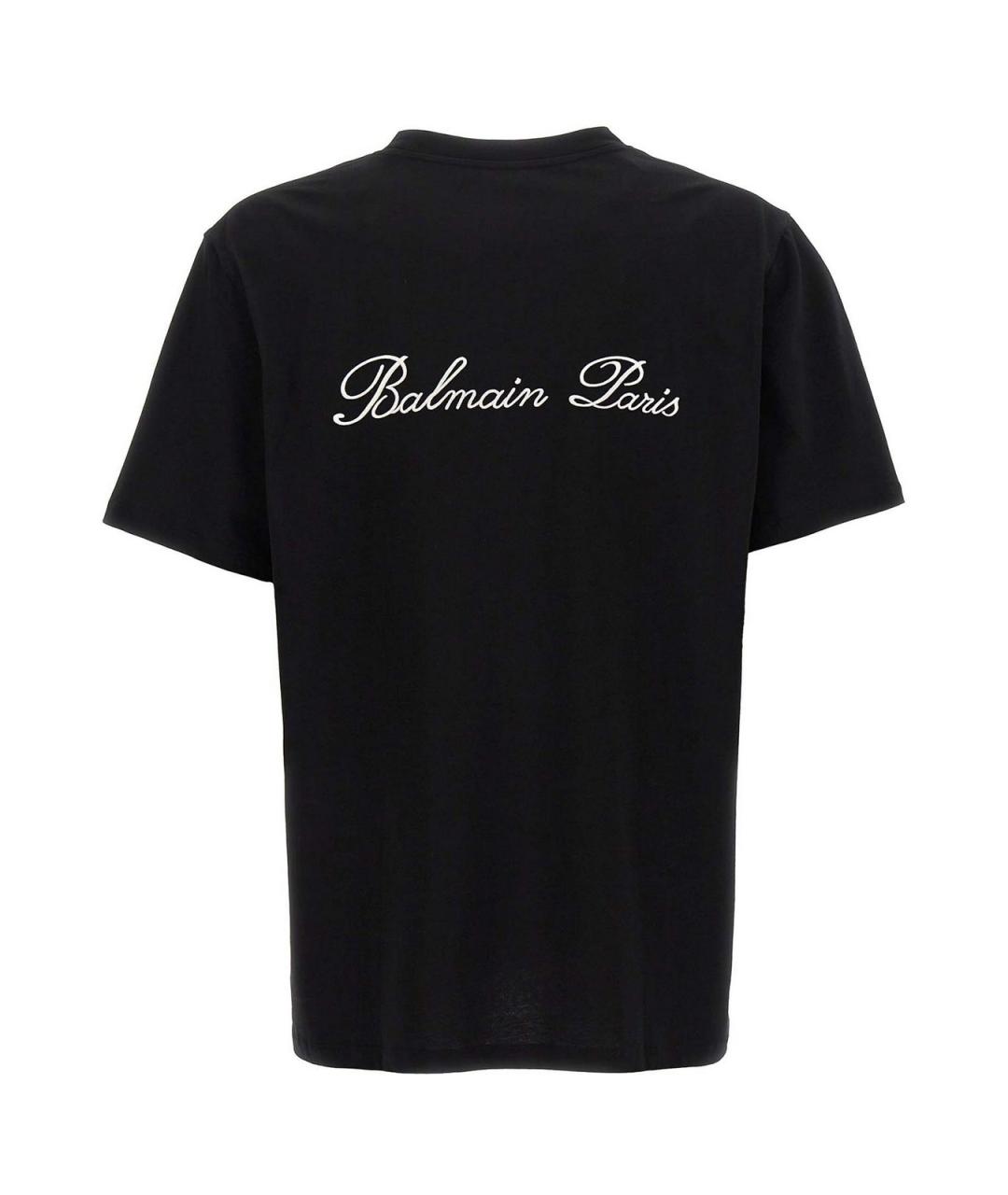 BALMAIN Черная хлопковая футболка, фото 2