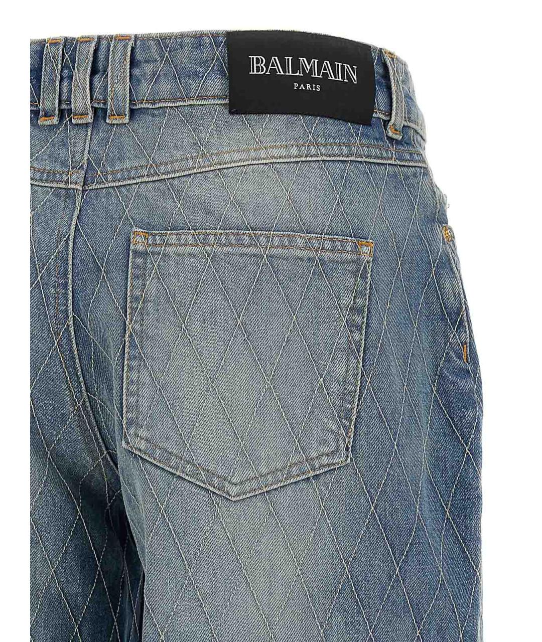 BALMAIN Голубые хлопковые джинсы клеш, фото 4