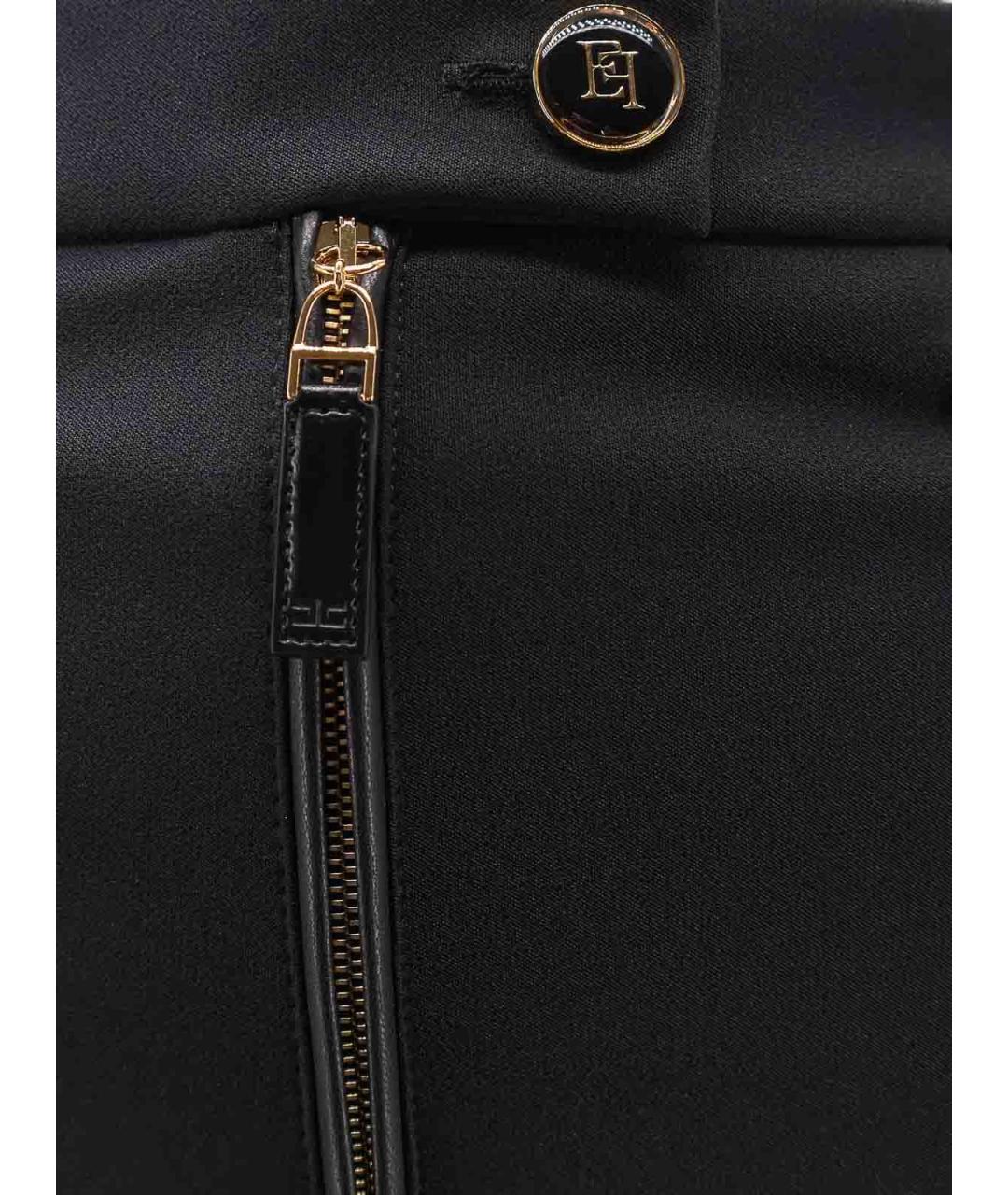 ELISABETTA FRANCHI Черные полиэстеровые прямые брюки, фото 3