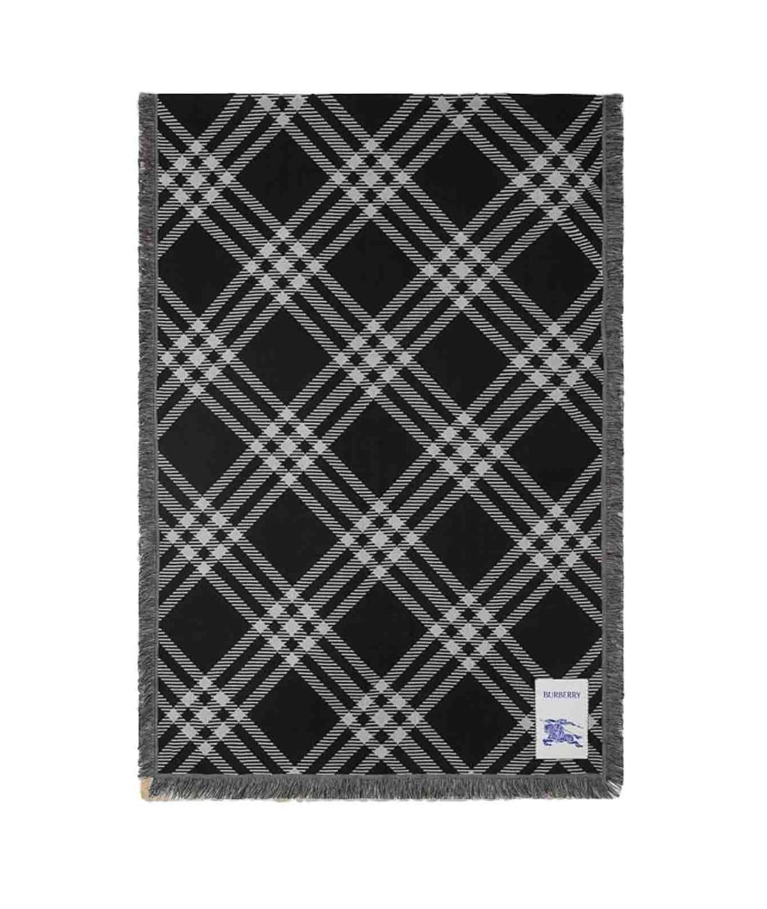 BURBERRY Черный шерстяной шарф, фото 2