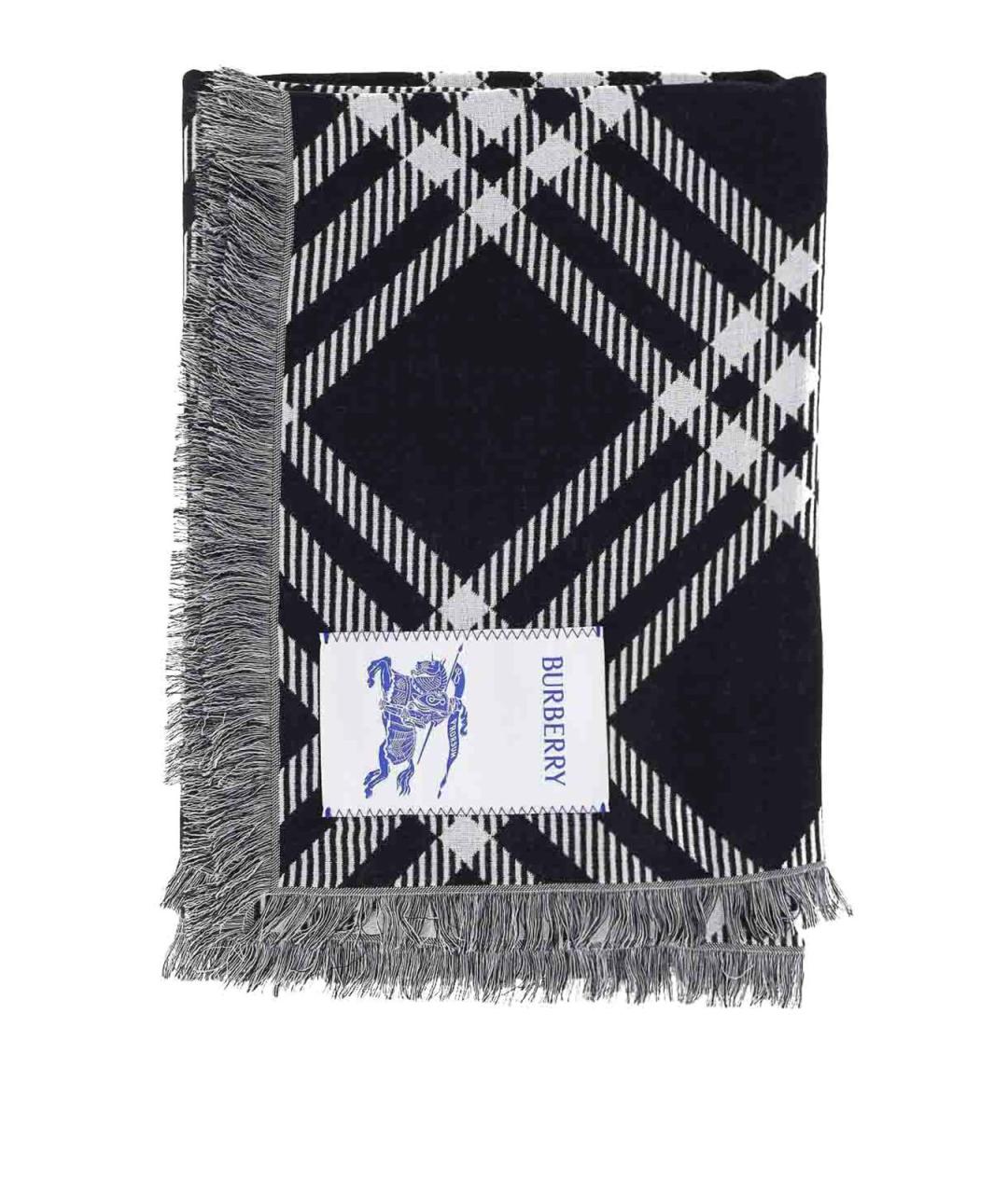 BURBERRY Черный шерстяной шарф, фото 1