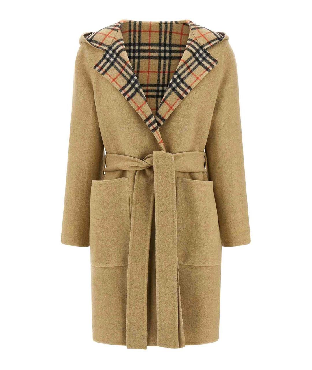BURBERRY Бежевое шерстяное пальто, фото 1