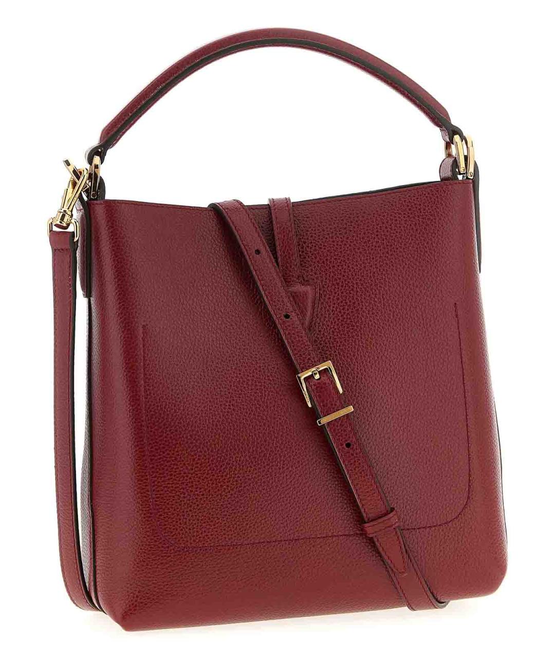 TOD'S Бордовая кожаная сумка через плечо, фото 2