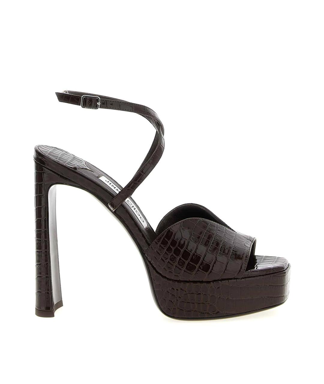 JIMMY CHOO Коричневые босоножки из лакированной кожи, фото 1