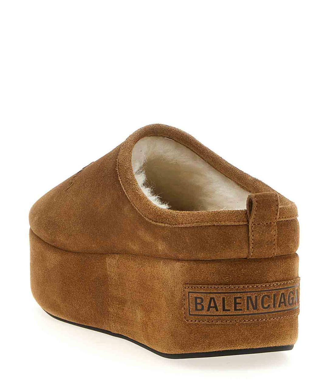 BALENCIAGA Коричневые синтетические мюли, фото 3