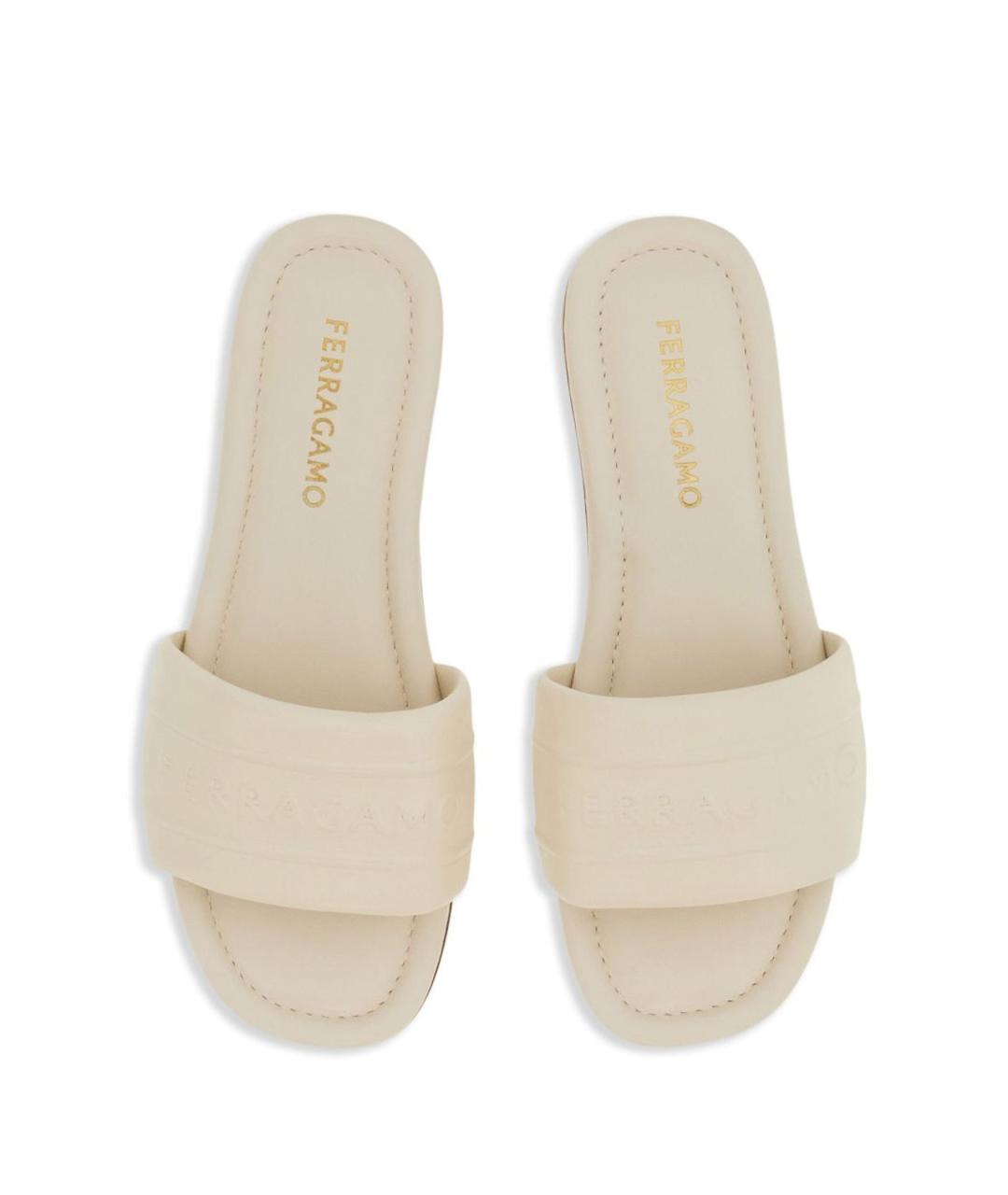 FERRAGAMO Белые кожаные сандалии, фото 4
