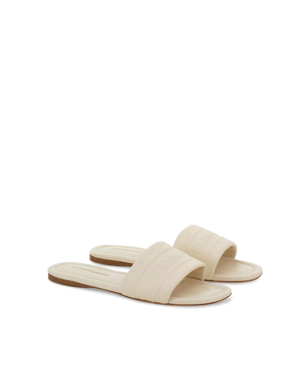 FERRAGAMO Белые кожаные сандалии, фото 1
