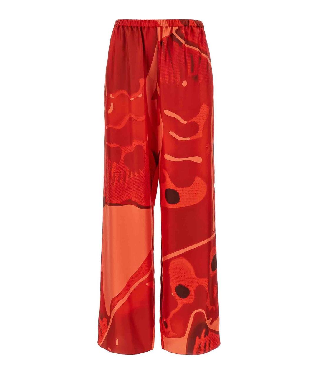 FERRAGAMO Красные шелковые брюки широкие, фото 1