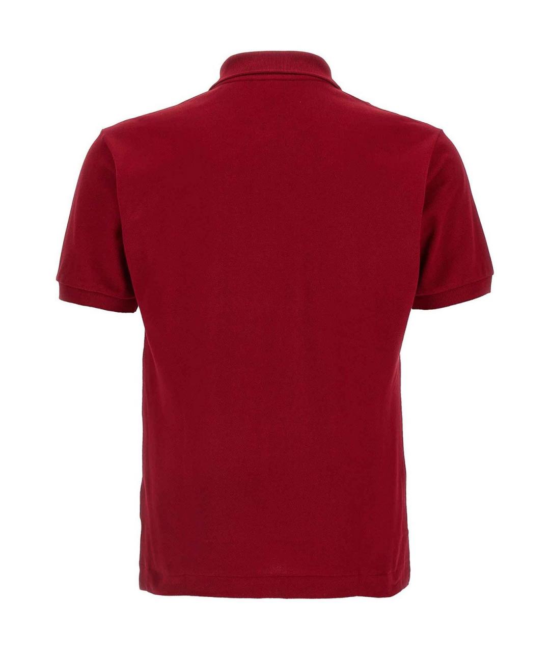 LACOSTE Бордовое хлопковое поло с коротким рукавом, фото 2