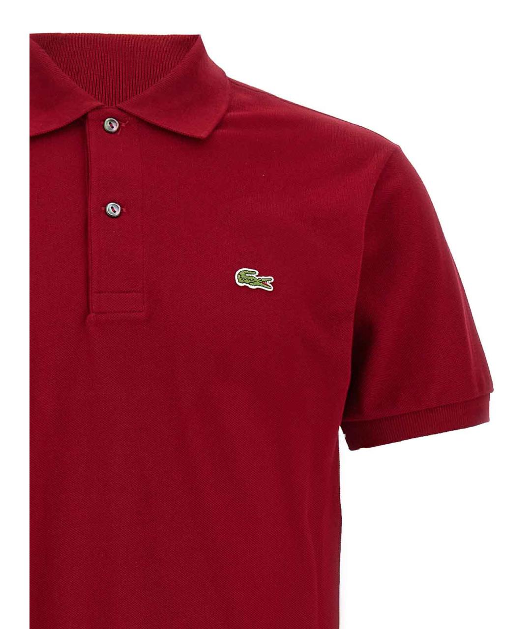 LACOSTE Бордовое хлопковое поло с коротким рукавом, фото 3