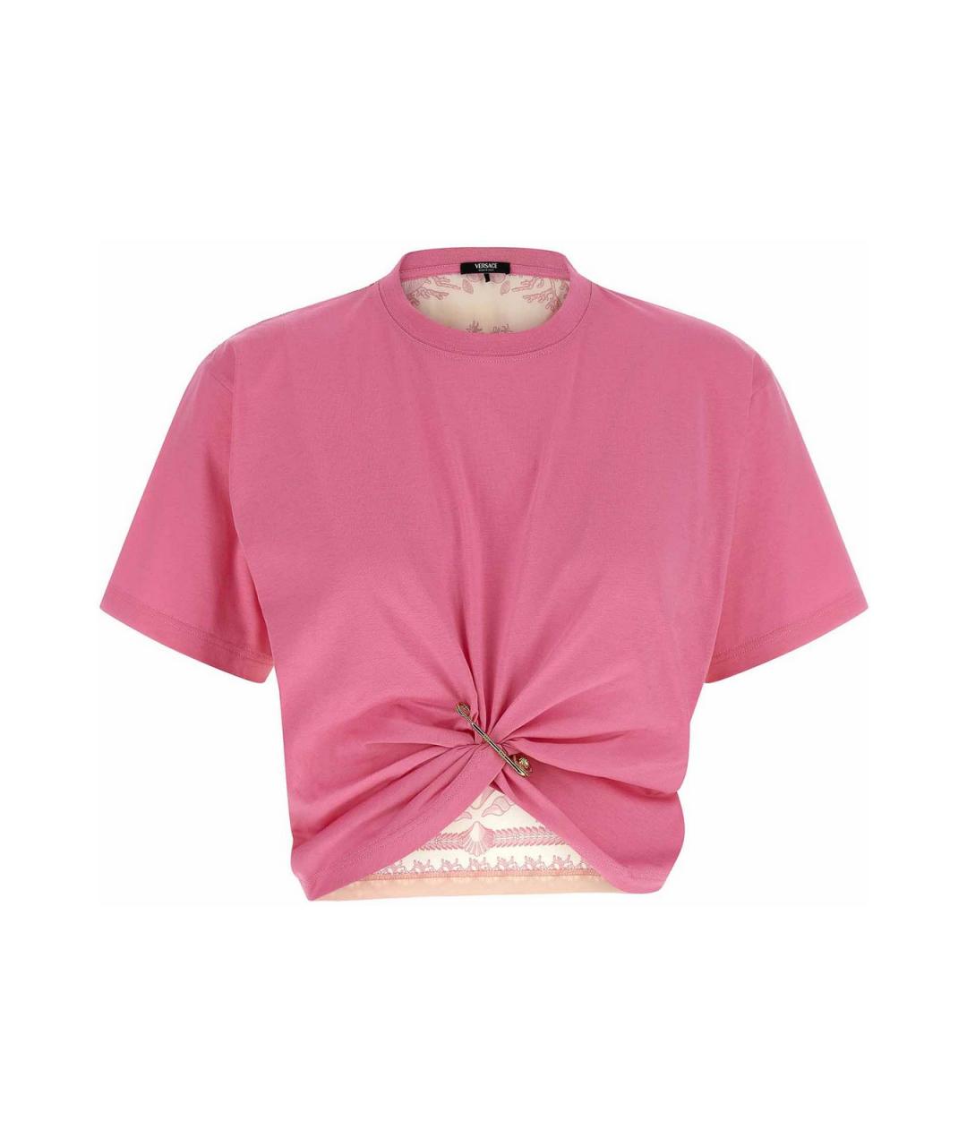 VERSACE Розовая хлопковая футболка, фото 1