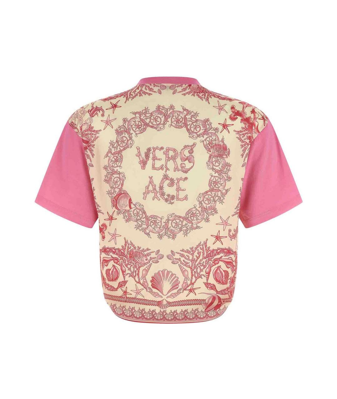 VERSACE Розовая хлопковая футболка, фото 2