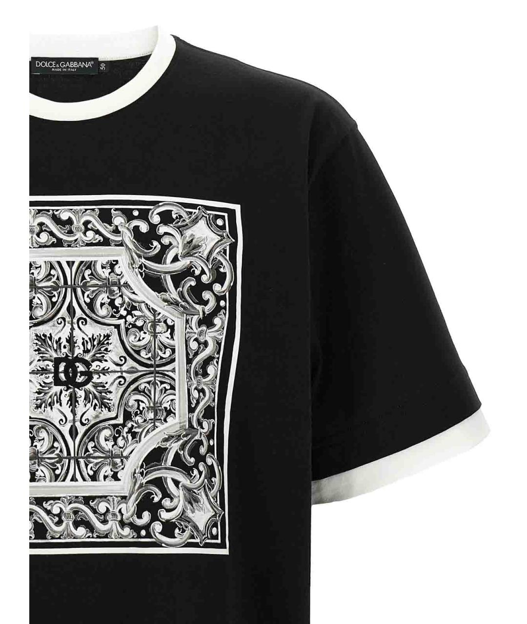 DOLCE&GABBANA Черная хлопковая футболка, фото 3