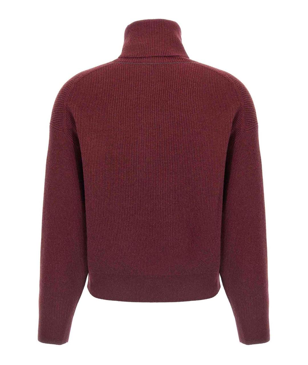 BRUNELLO CUCINELLI Бордовый шерстяной джемпер / свитер, фото 2