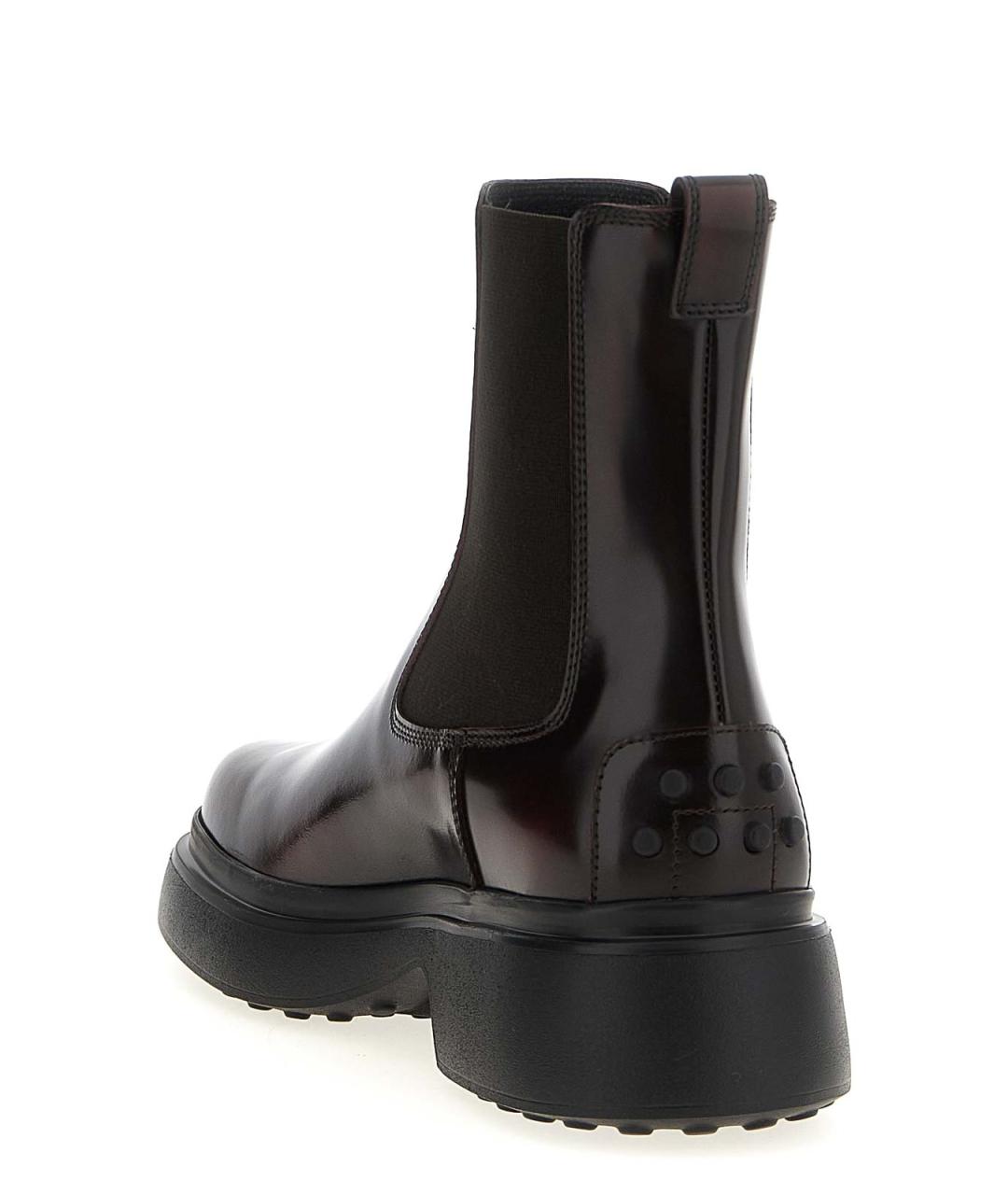 TOD'S Бордовые кожаные ботильоны, фото 3