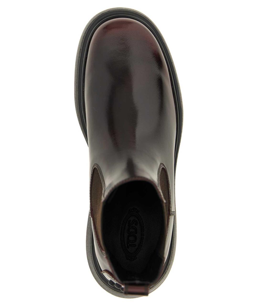 TOD'S Бордовые кожаные ботильоны, фото 4