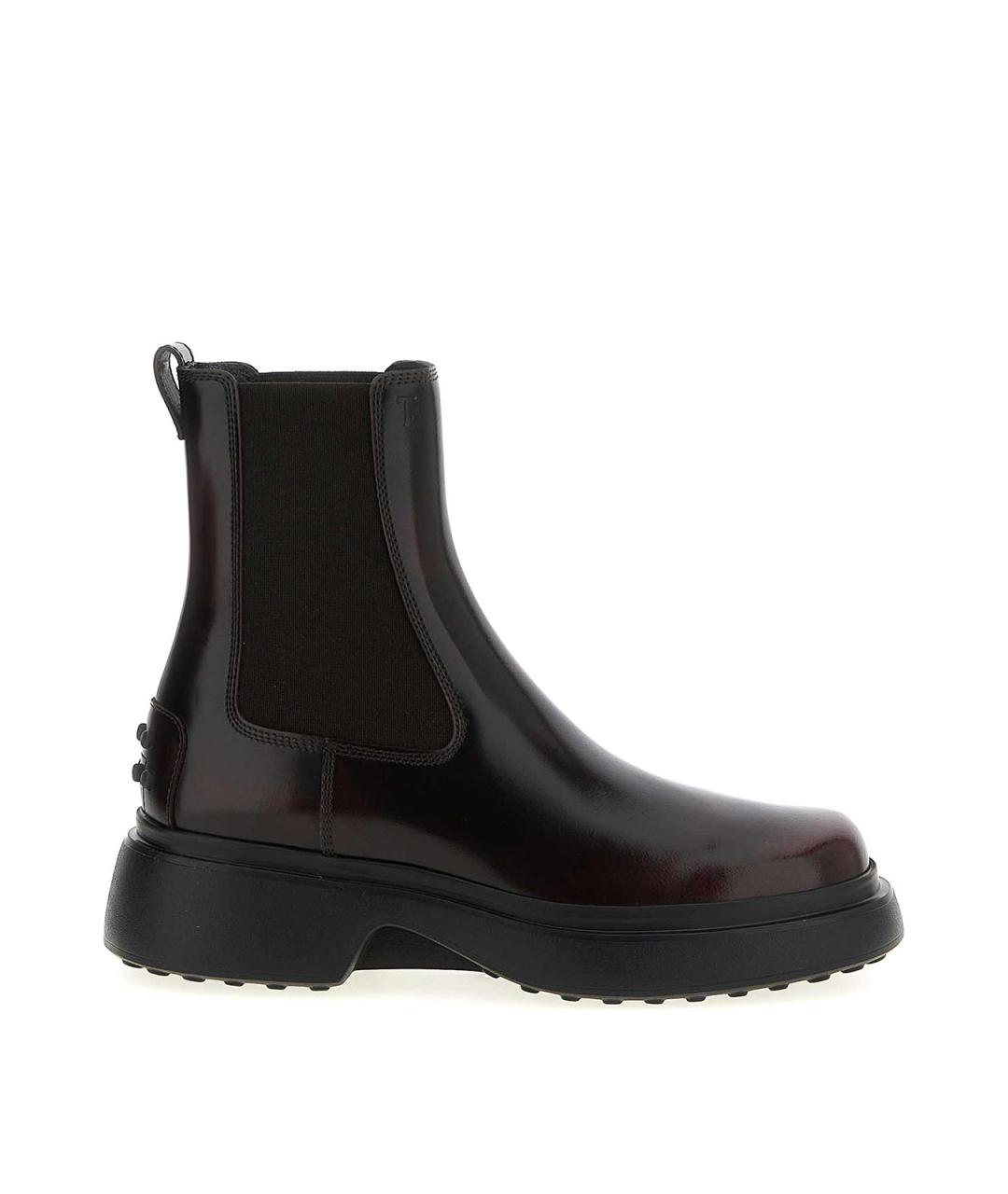 TOD'S Бордовые кожаные ботильоны, фото 1