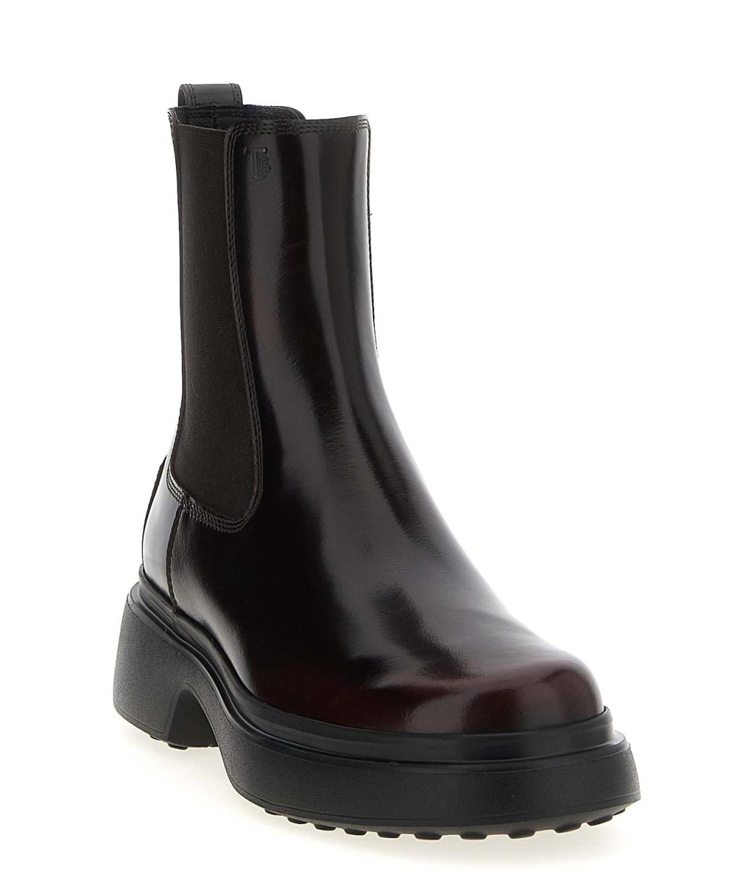 TOD'S Бордовые кожаные ботильоны, фото 2