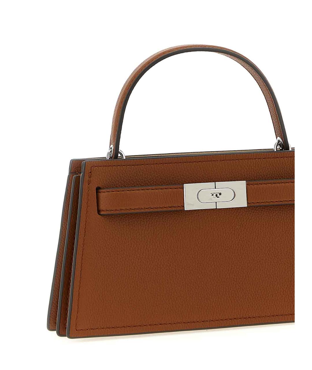 TORY BURCH Коричневая кожаная сумка с короткими ручками, фото 3
