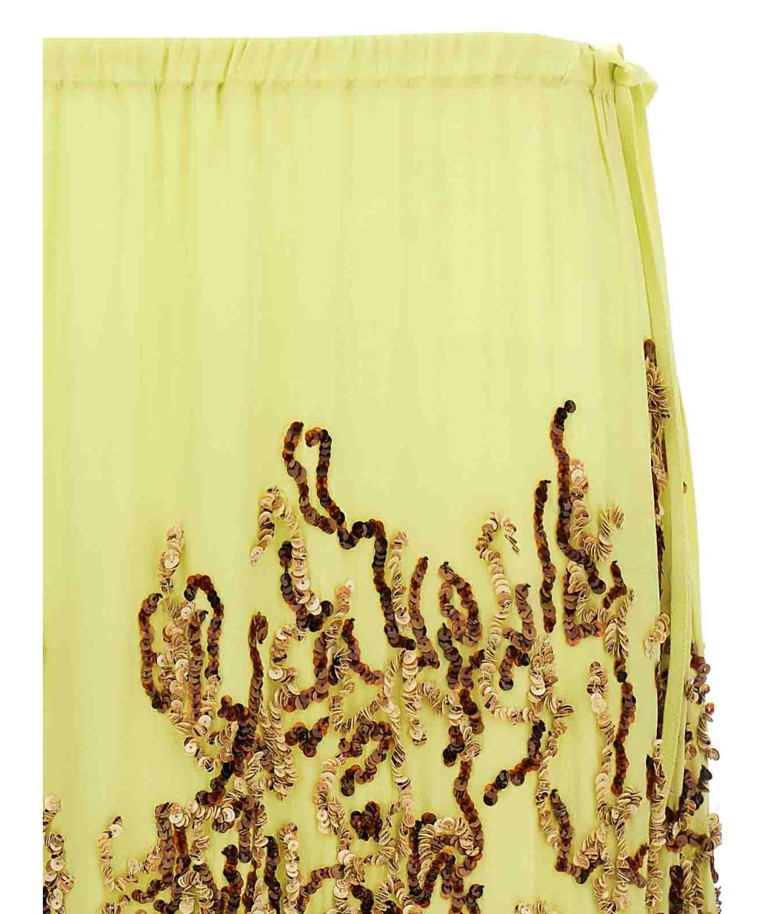 DRIES VAN NOTEN Желтая шелковая юбка миди, фото 3