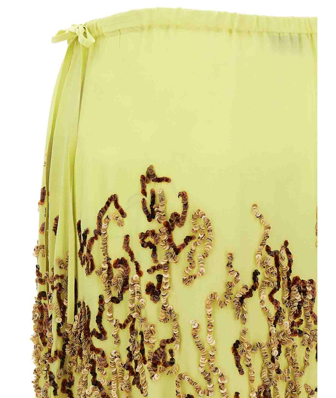 DRIES VAN NOTEN Желтая шелковая юбка миди, фото 4