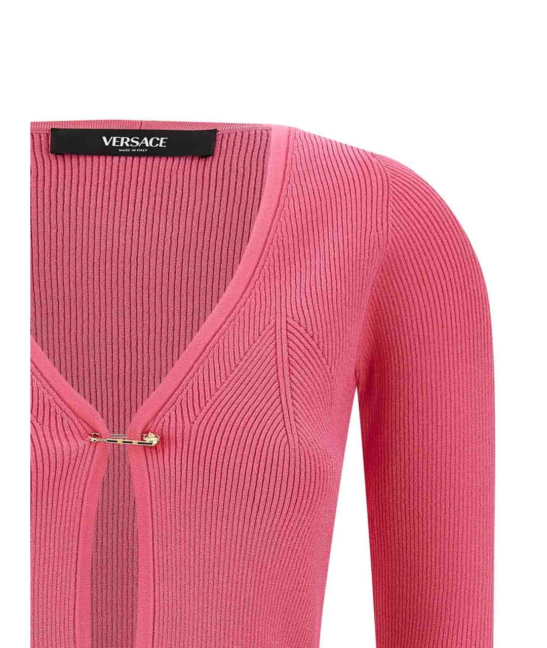 VERSACE Розовый вискозный кардиган, фото 3