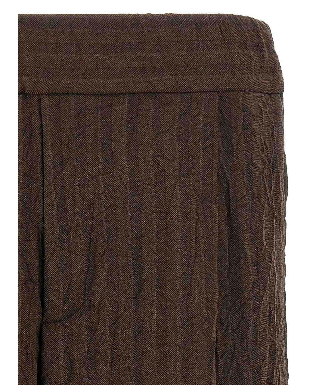 DRIES VAN NOTEN Коричневые полиэстеровые шорты, фото 3