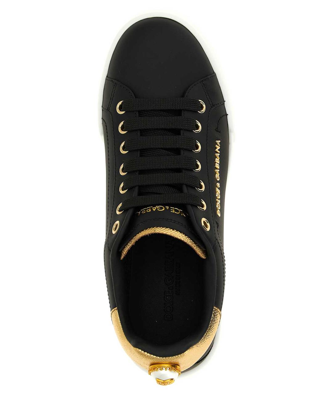 DOLCE&GABBANA Черные кожаные кеды, фото 4