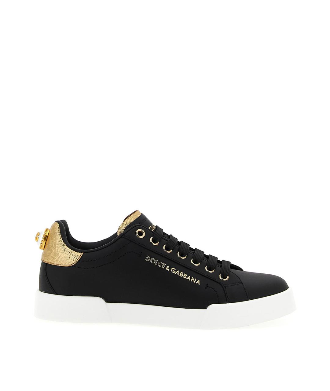 DOLCE&GABBANA Черные кожаные кеды, фото 1