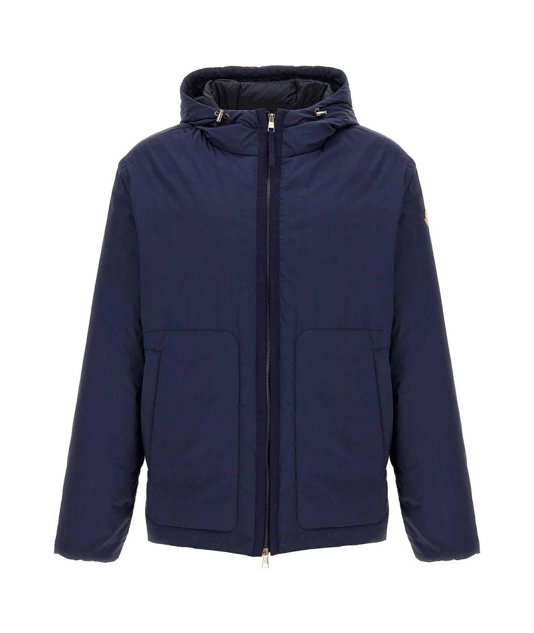 MONCLER Темно-синяя полиэстеровая куртка, фото 1
