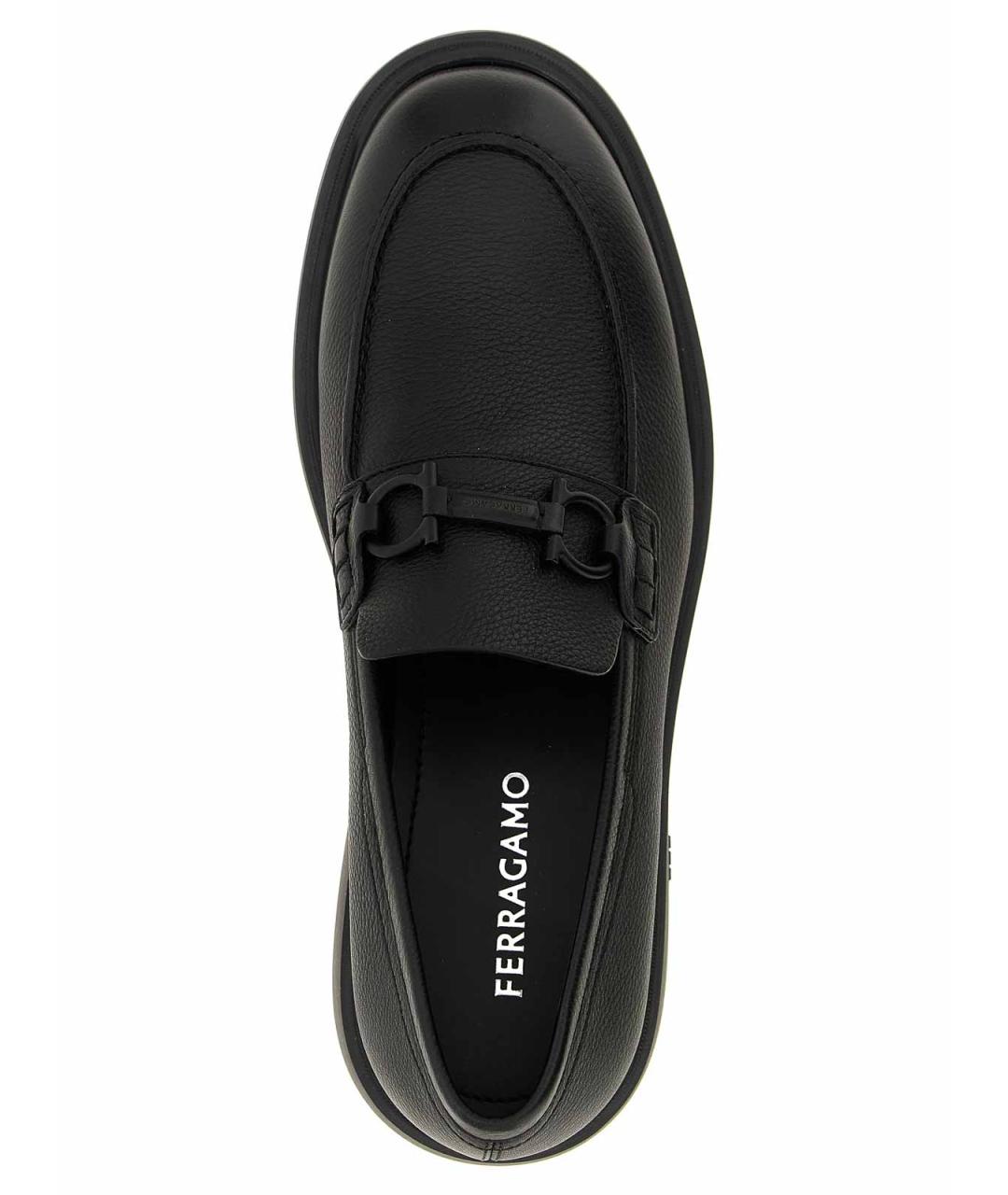 FERRAGAMO Черные кожаные лоферы, фото 4