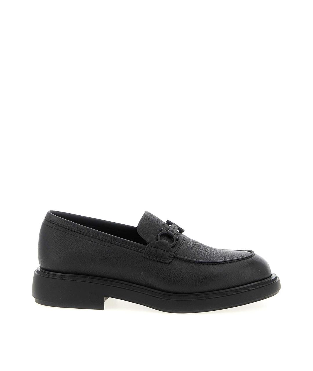 FERRAGAMO Черные кожаные лоферы, фото 1