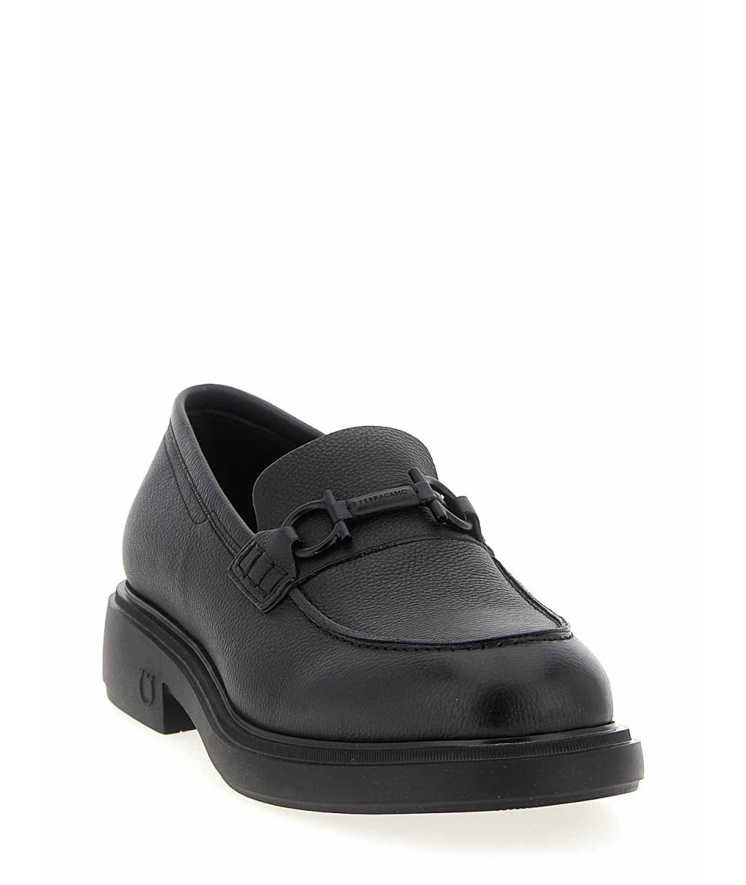 FERRAGAMO Черные кожаные лоферы, фото 2